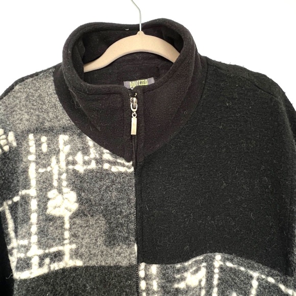 DOLCEZZA Italy poncho cape one size wool blend zip up black gray cream - Picture 4 of 7